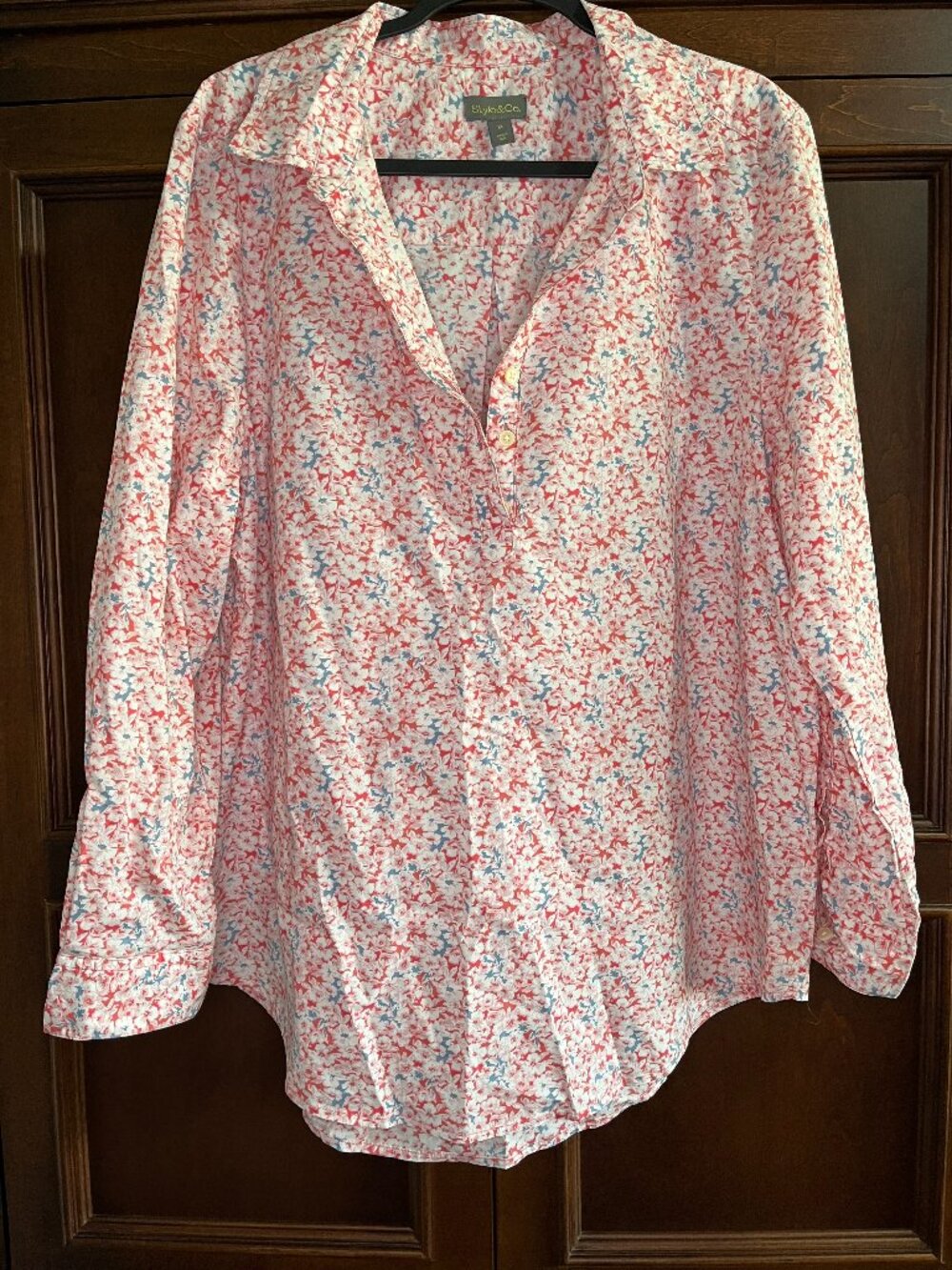 Style & Co Women's Cotton Split-Neck Popover Shirt XL - BRAND NEW